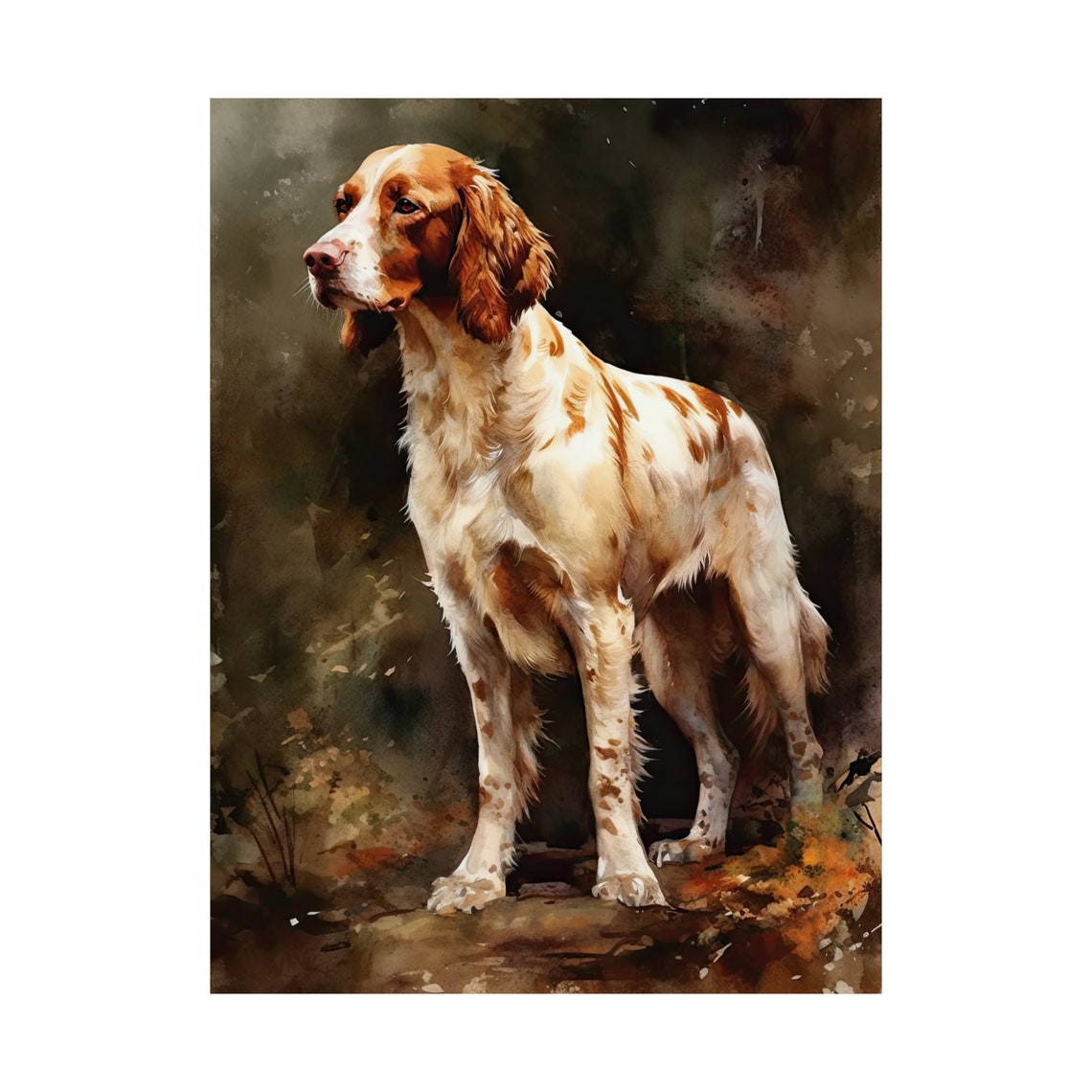 Irish Red And White Setter Standing Graceful Watercolor Dog Poster - Image 4