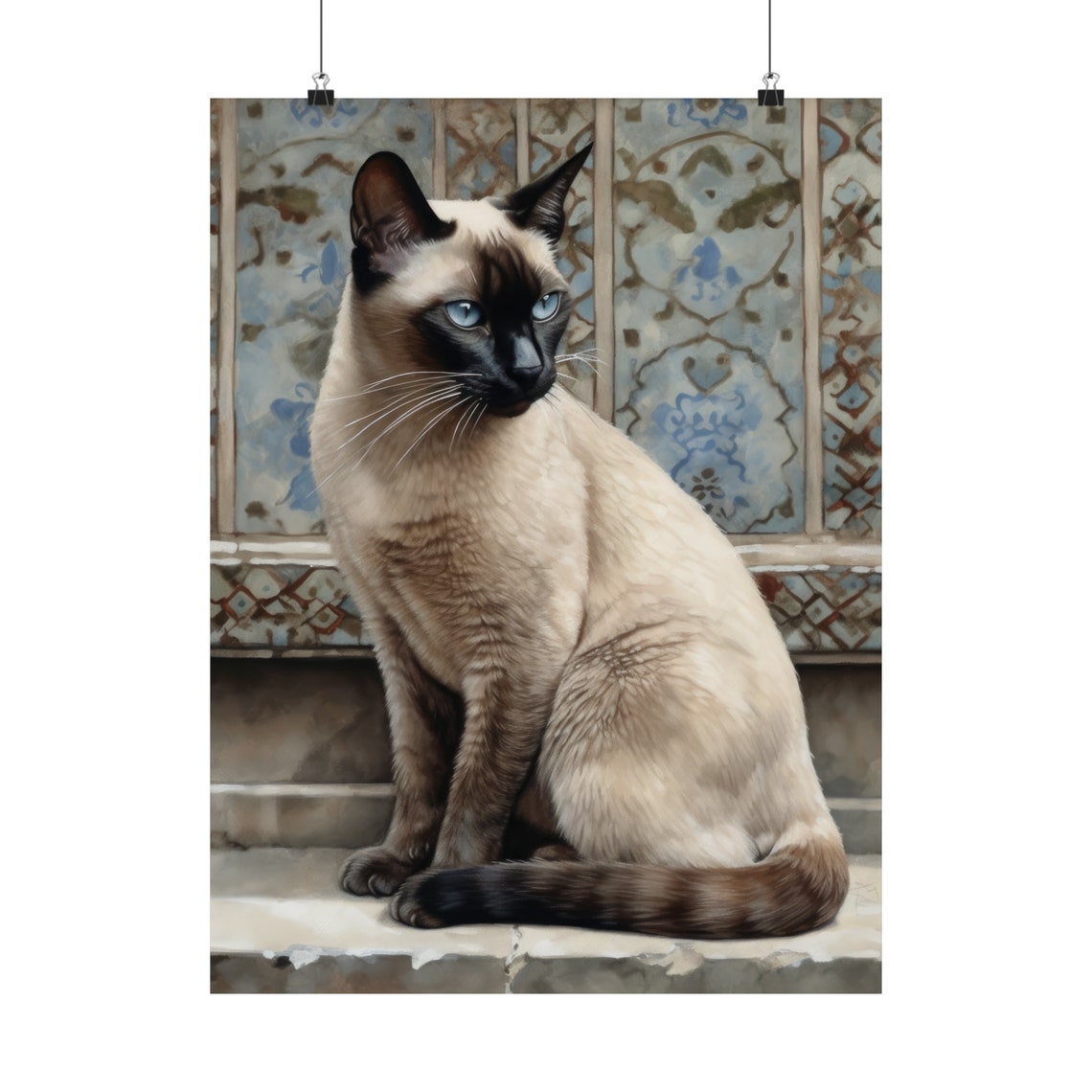 Siamese Cat Tiled Wall Blue Eyes Regal Feline Portrait Art Poster - Image 5