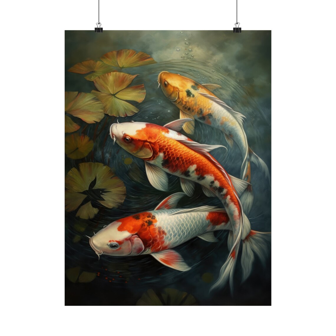 Koi Fish Art Print Koi Pond Painting Koi Wall Art Koi Fish Painting Feng Shui Wall Art Japanese Inspired Art Japanese Poster Zen Art - Image 5