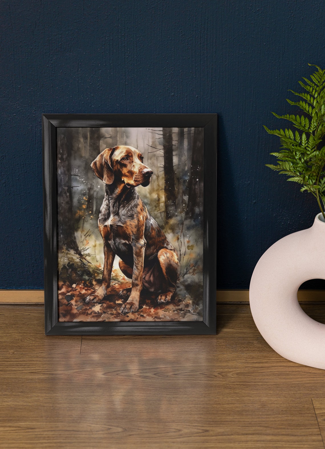 Plott Hound Brindle Coated Hound Watercolor Autumn Forest Poster