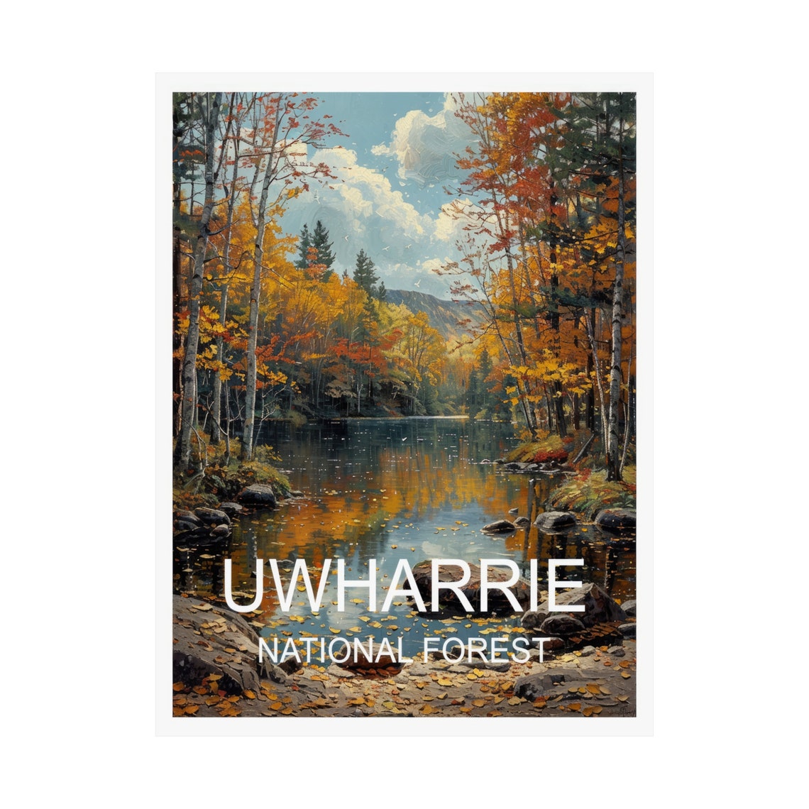 Uwharrie National Forest Autumn Stream Golden Foliage Scenic Poster - Image 3