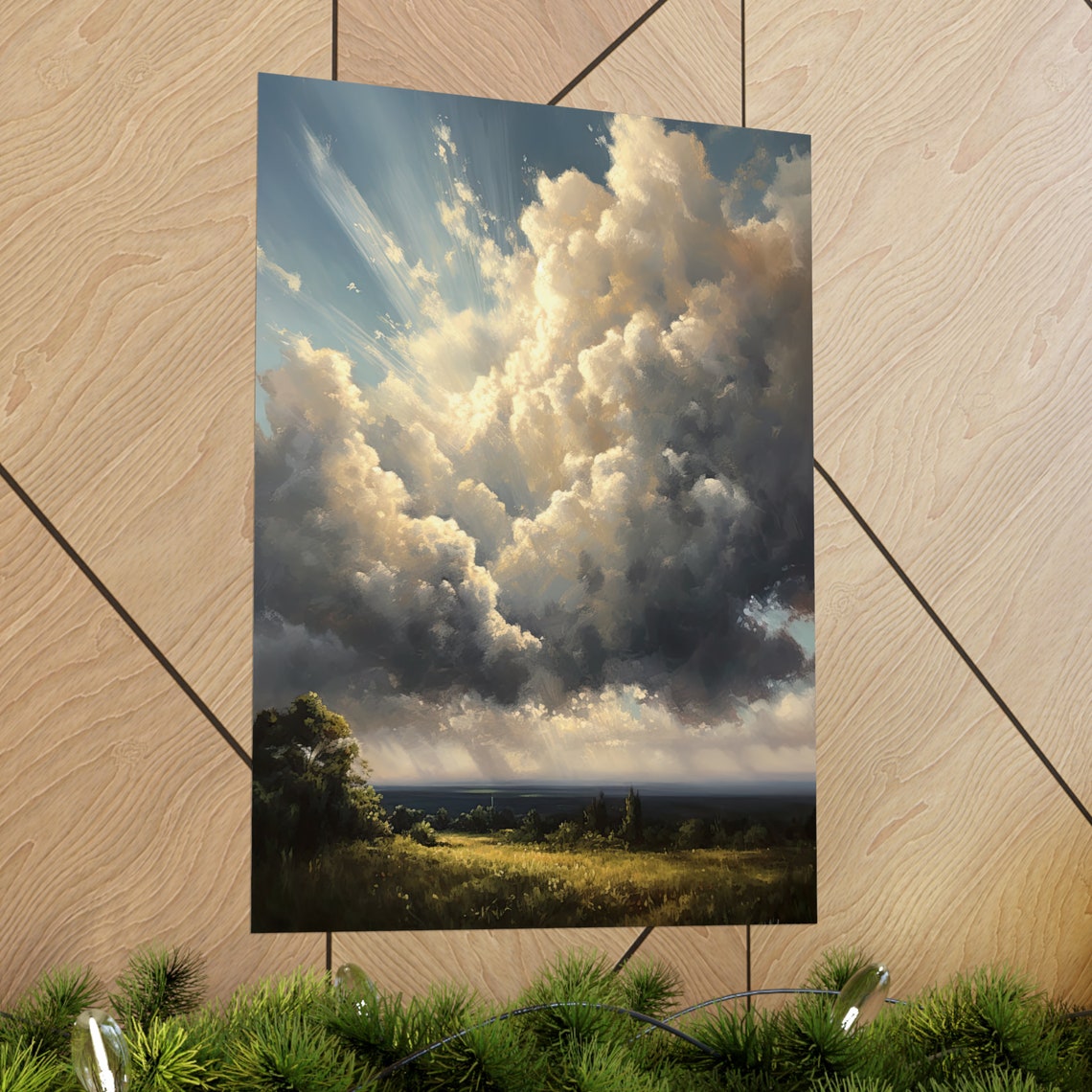Moody Clouds Art Print Sky Painting Stormy Cloud Art Moody Sky Print Cloud Artwork Stormy Sky Poster Stormy Weather Cloudy Sky - Image 2