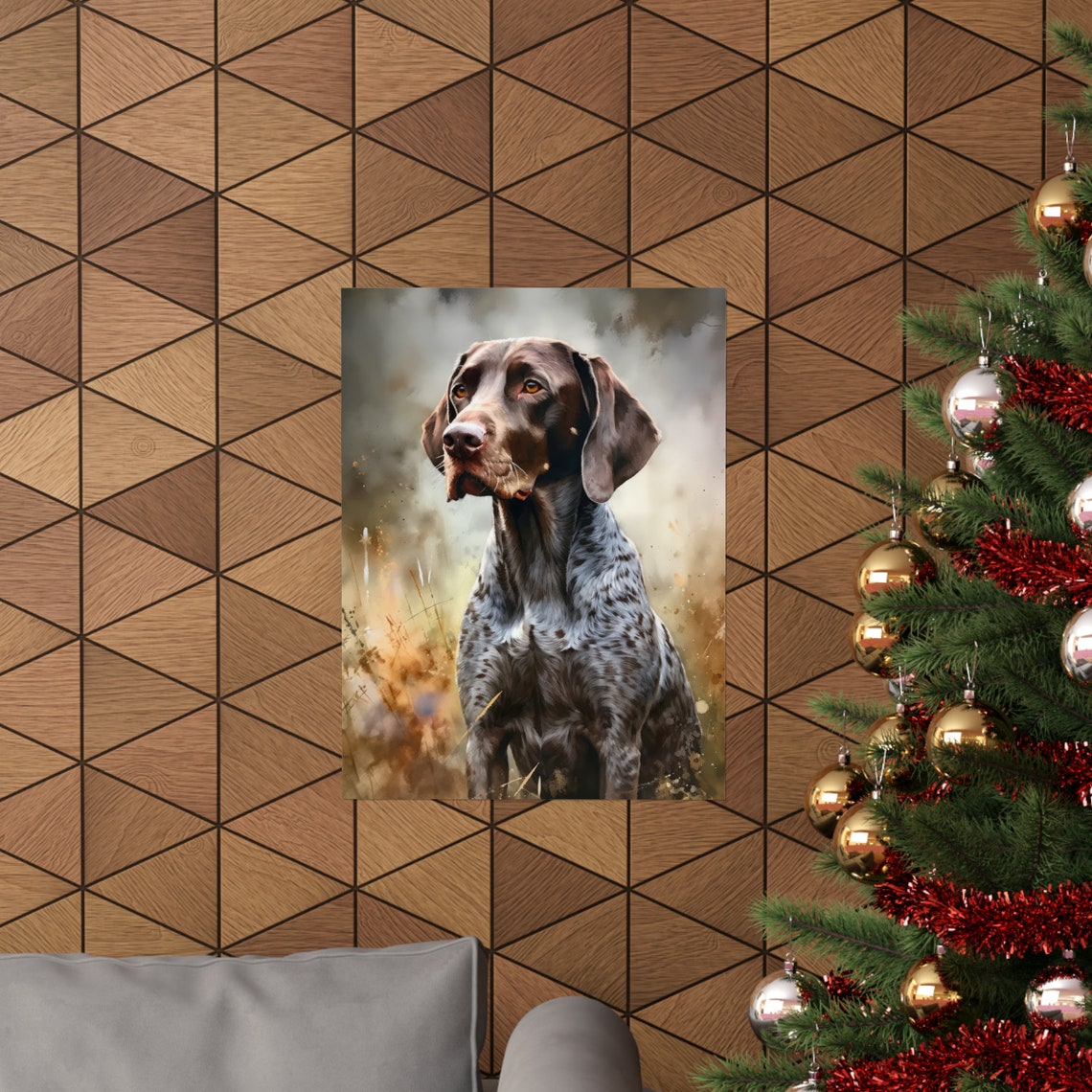 German Shorthaired Pointer Dog Watercolor Portrait Field Poster - Image 3