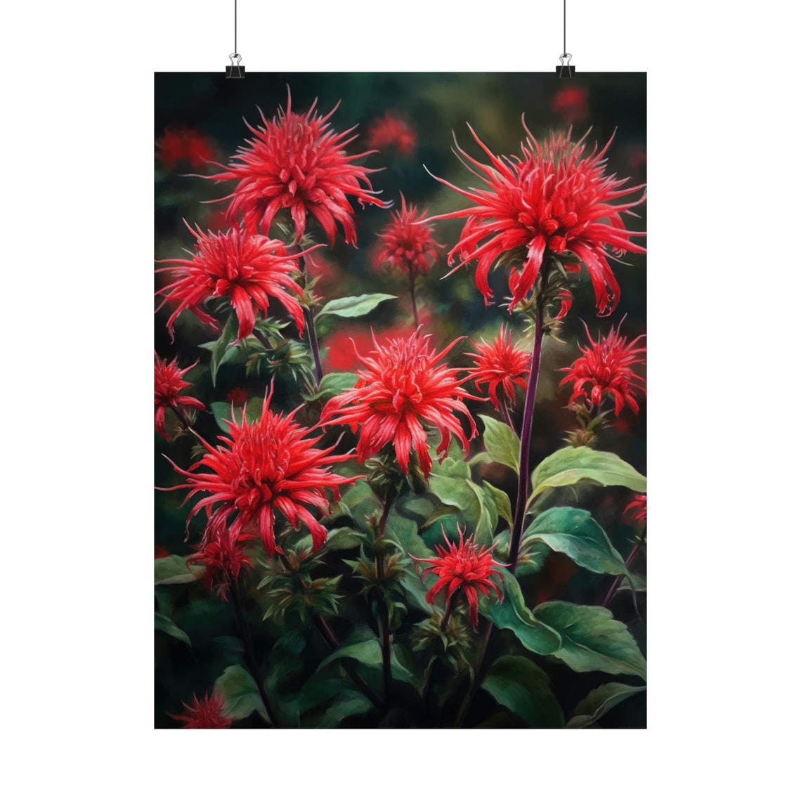 Red Bee Balm Flower Art Print Flower Painting Flower Dcor Floral Art Print Floral Wall Art Painting Floral Artwork Botanical Print - Image 5