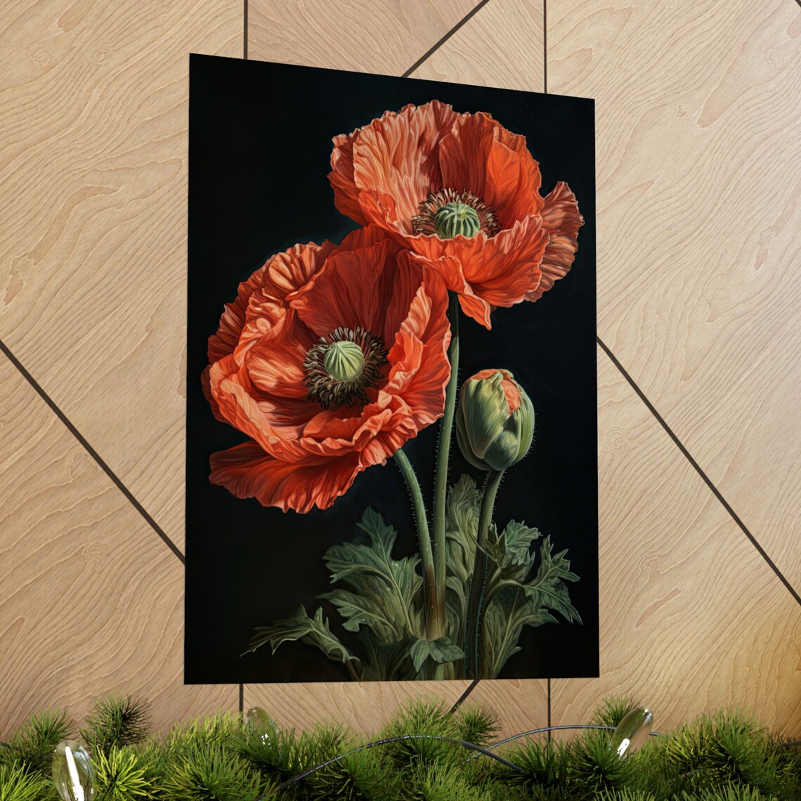 Coral Poppy Flower Art Print Flower Painting Flower Dcor Floral Art Print Floral Wall Art Painting Floral Artwork Botanical Print - Image 2
