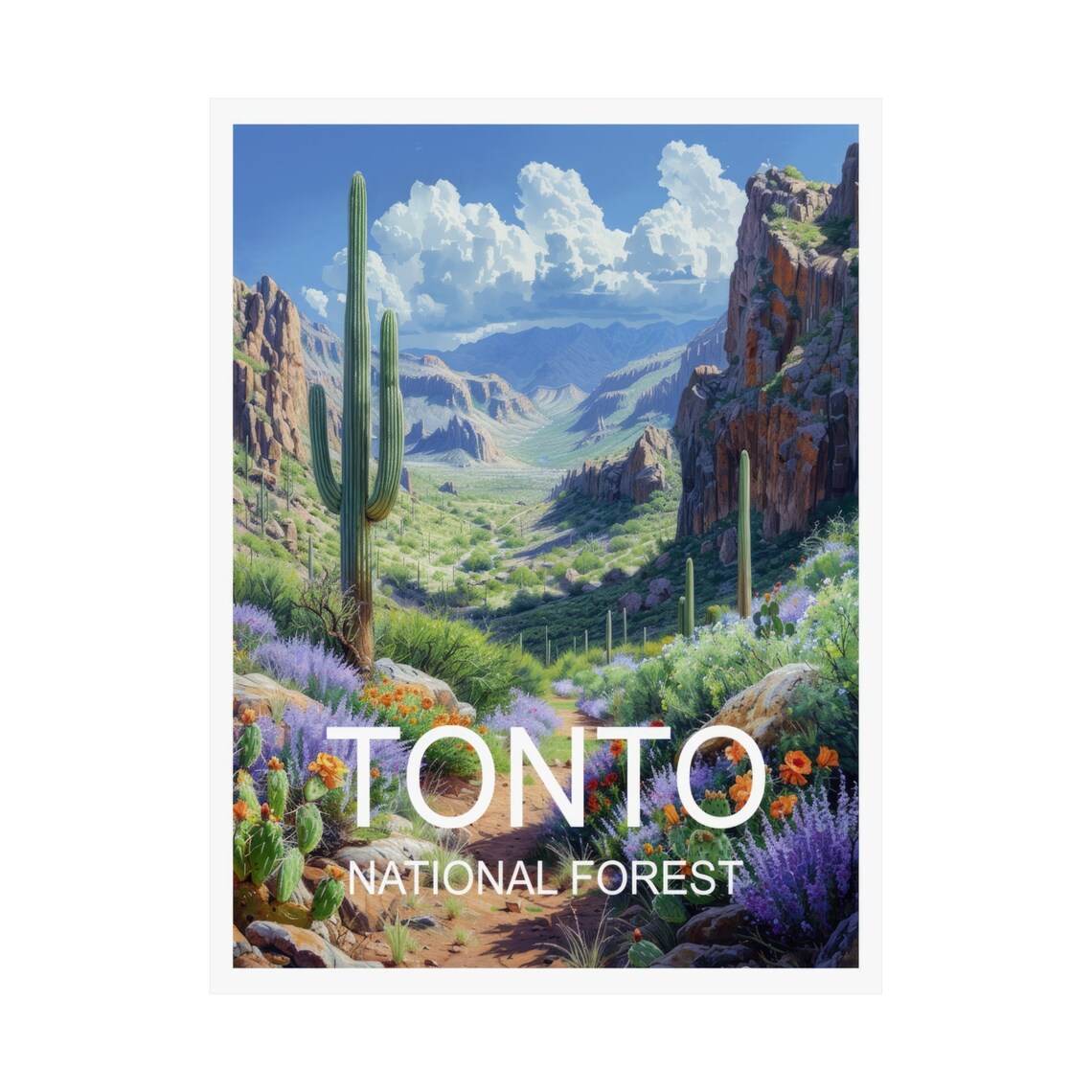 Tonto National Forest Desert Canyon Saguaro Wildflower Travel Poster - Image 3