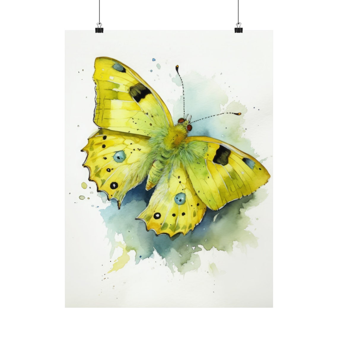 Sulphur Butterfly Watercolor Bright Yellow Spotted Insect Art Print - Image 5