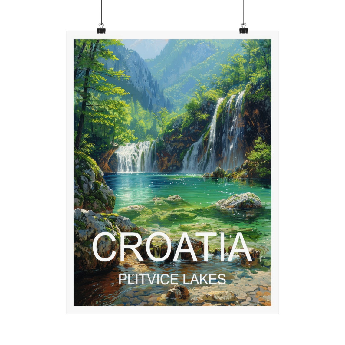 Plitvice Lakes Croatia Turquoise Waterfalls Forest Travel Poster - Image 5