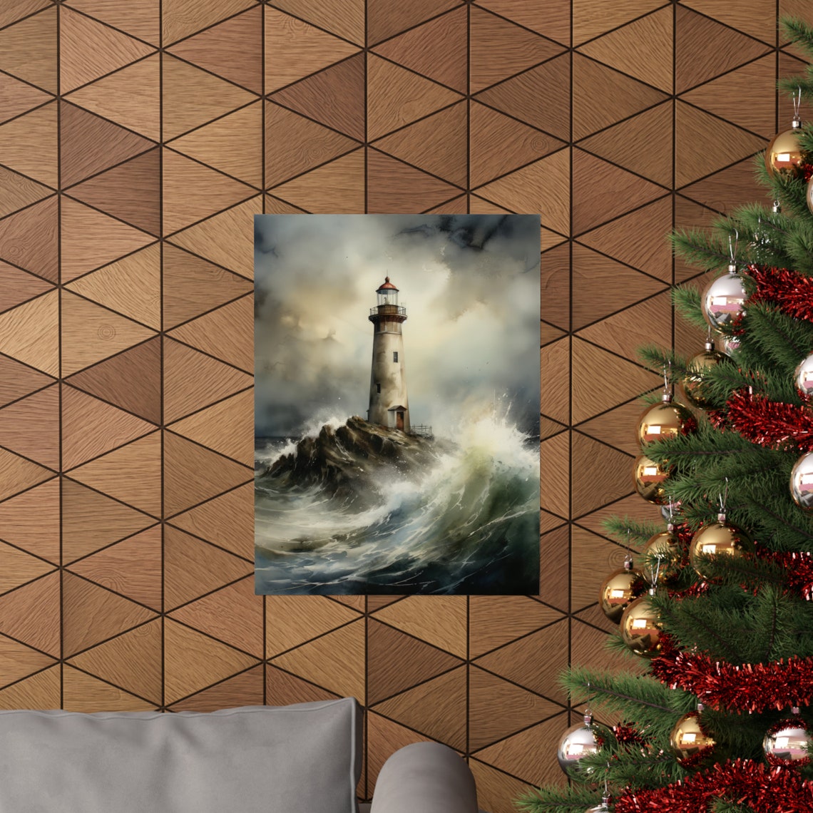 Lighthouse Art Print Lighthouse Painting Lighthouse Wall Art Beach Art Print Beach Wall Art Ocean Dcor Ocean Painting Ocean Theme - Image 3