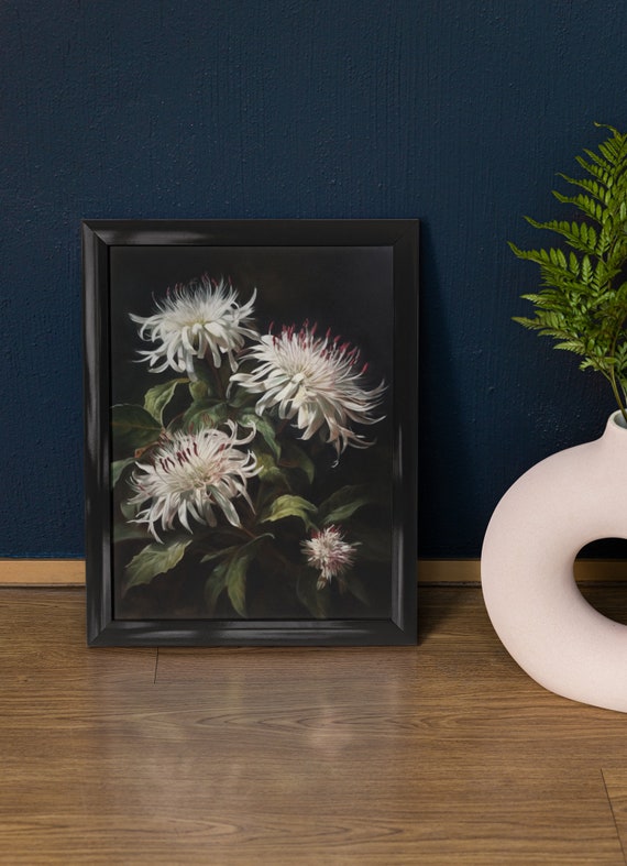 White Bee Balm Flower Art Print Flower Painting Flower Dcor Floral Art Print Floral Wall Art Painting Floral Artwork Botanical Print