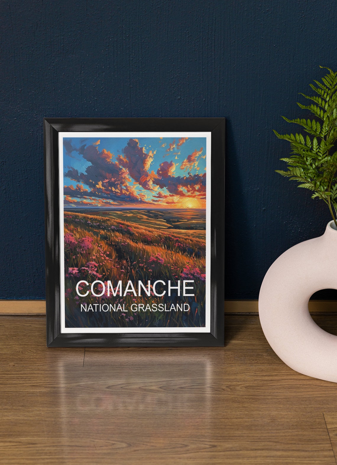 Comanche National Grassland Sunset Wildflower Prairie Travel Poster