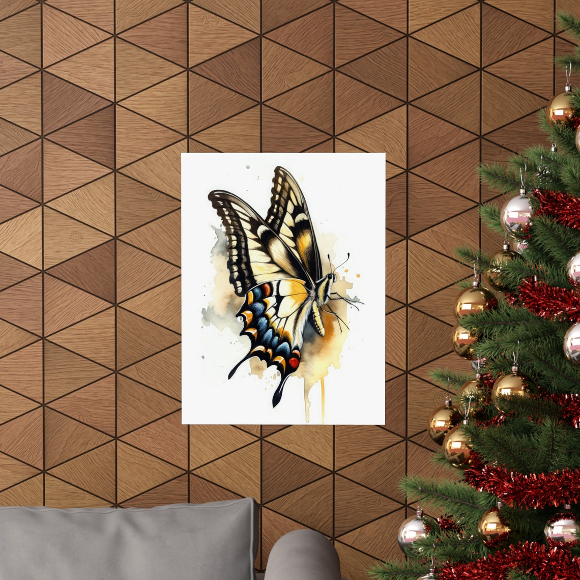 Swallowtail Butterfly Yellow Black Blue Spots Watercolor Insect Poster - Image 3
