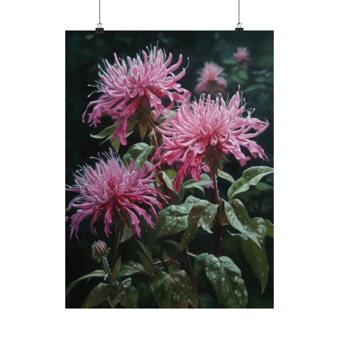 Pink Bee Balm Flower Art Print Flower Painting Flower Dcor Floral Art Print Floral Wall Art Painting Floral Artwork Botanical Print - Image 5