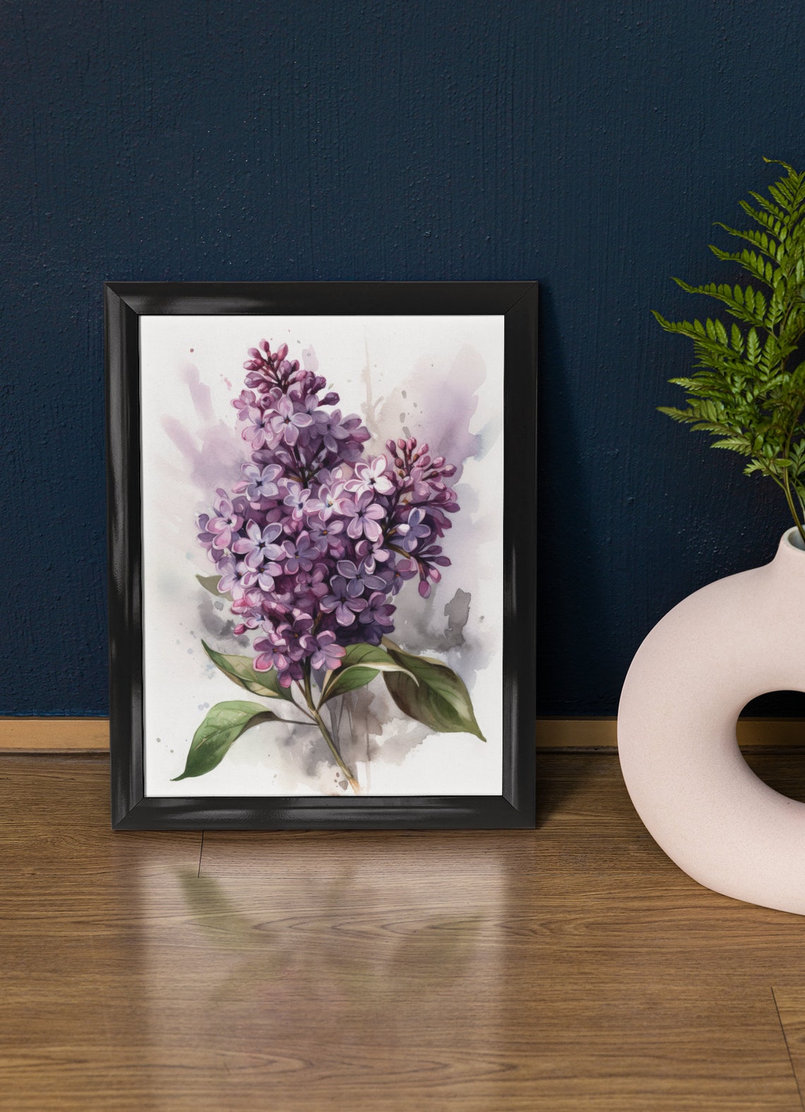 Lush Lilac Purple Blossom Cluster Soft Watercolor Botanical Poster