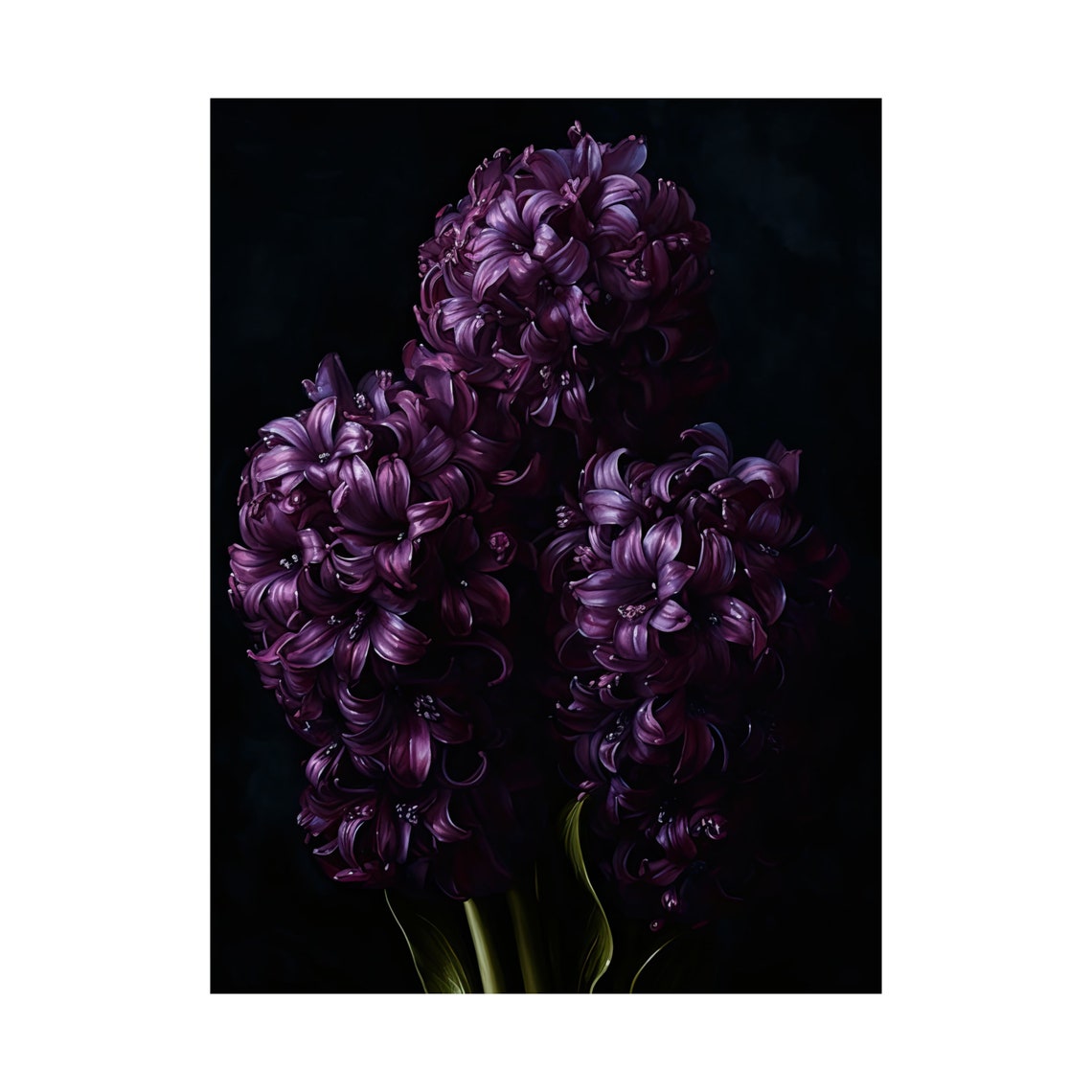 Deep Purple Hyacinth Bloom Trio Dark Moody Botanical Art Poster - Image 4