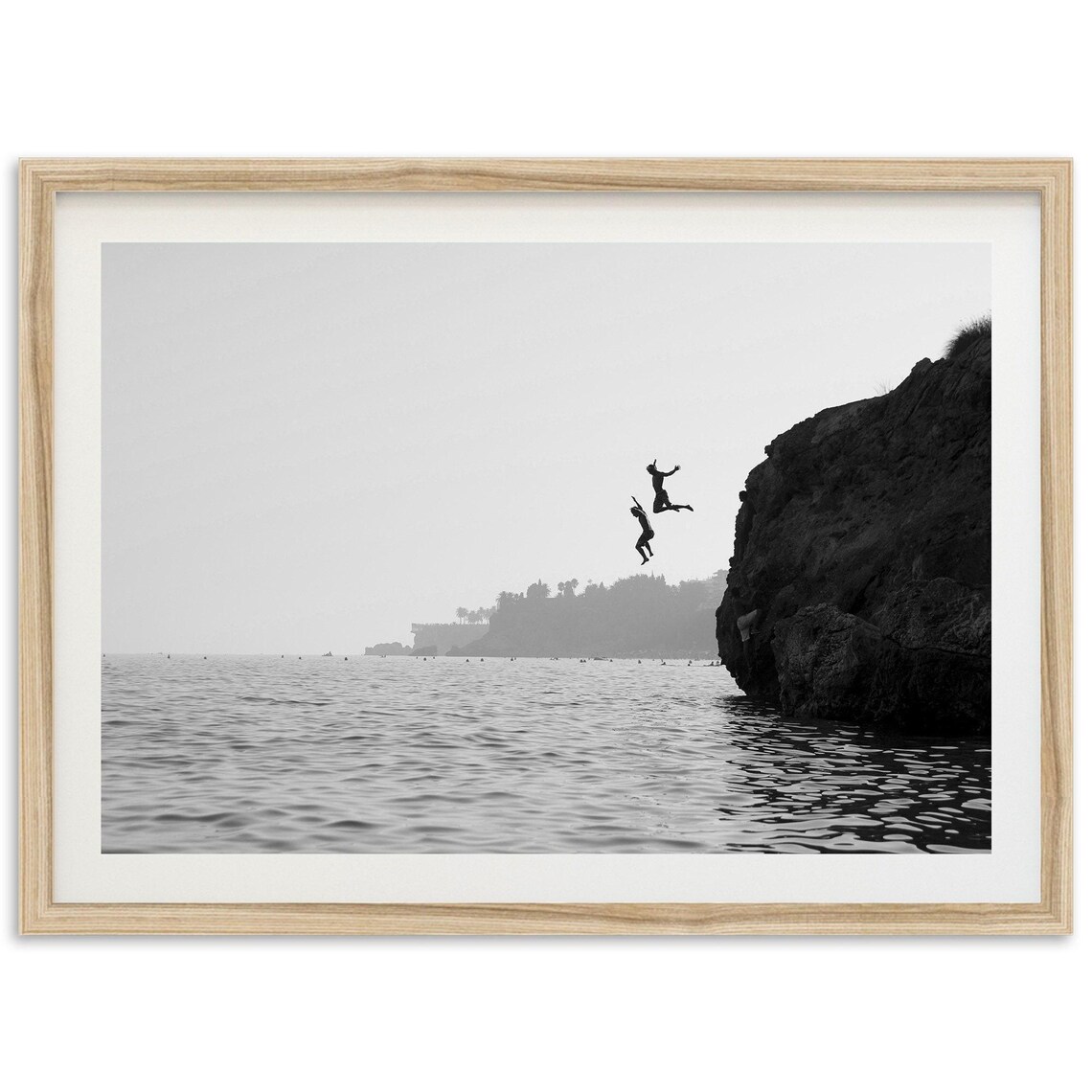 Italy Beach Cliff Jumpers Coastal Art Print
