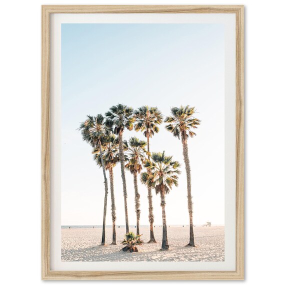 Santa Monica Beach Palm Trees Coastal Photography Summer Wall Poster