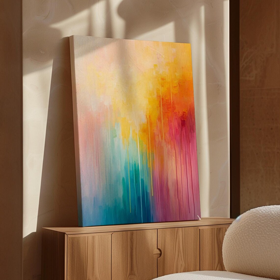 Colorful Abstract Drip Painting, Modern Wall Art
