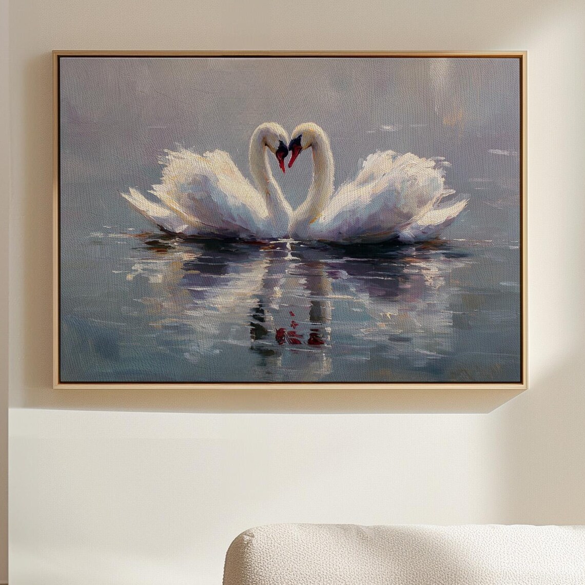 Romantic Swan Couple Painting, Elegant Nature Art Print