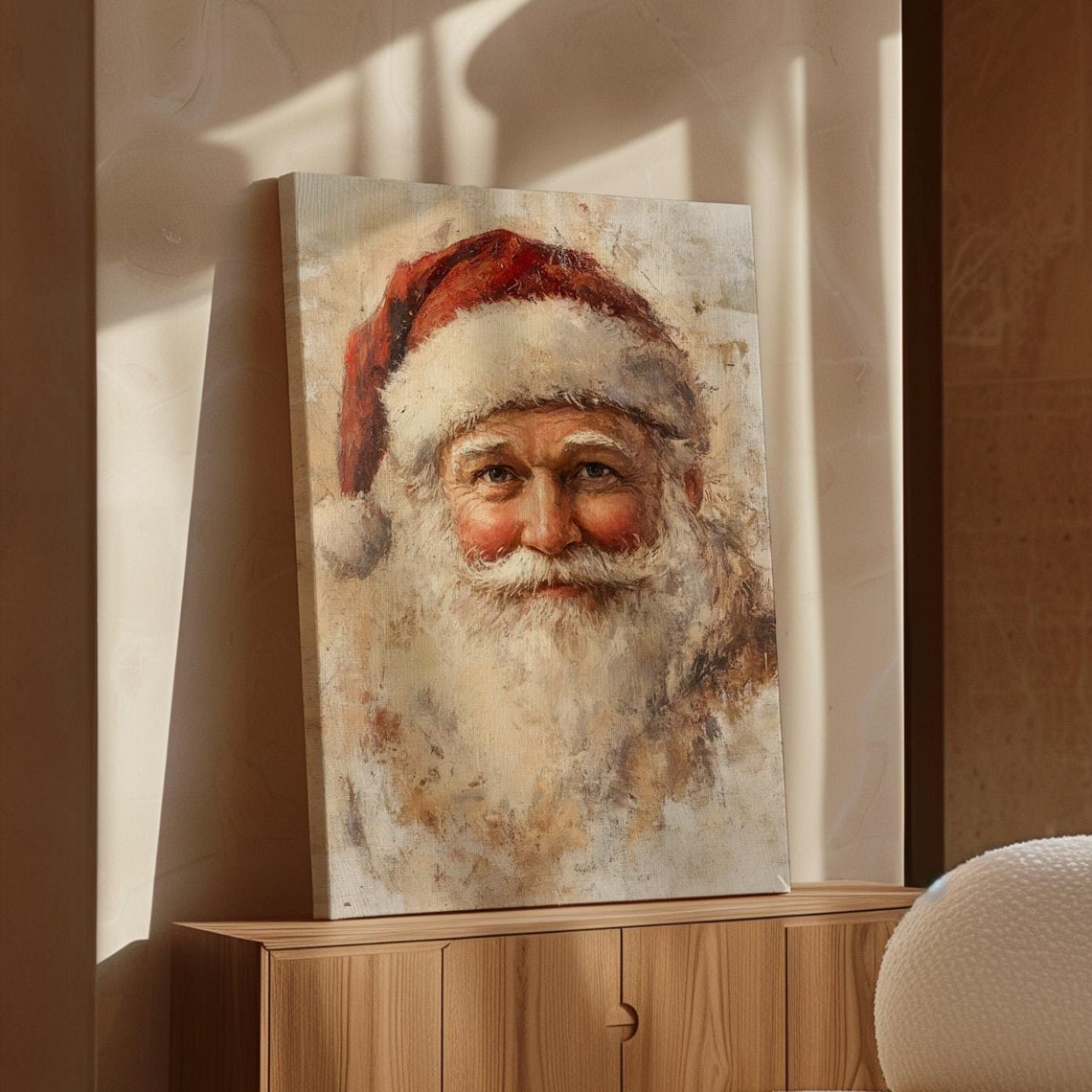 Jolly Santa Claus Face Vintage Christmas Portrait Holiday Poster