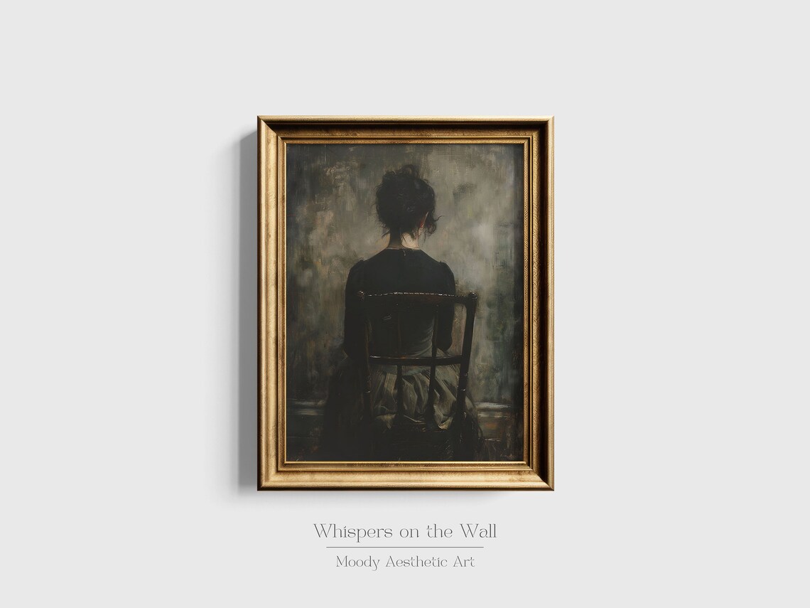 Moody Woman Portrait Painting, Dark Academia Art Print - Image 3