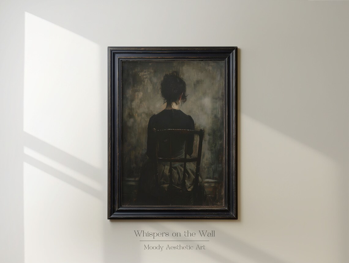 Moody Woman Portrait Painting, Dark Academia Art Print - Image 2