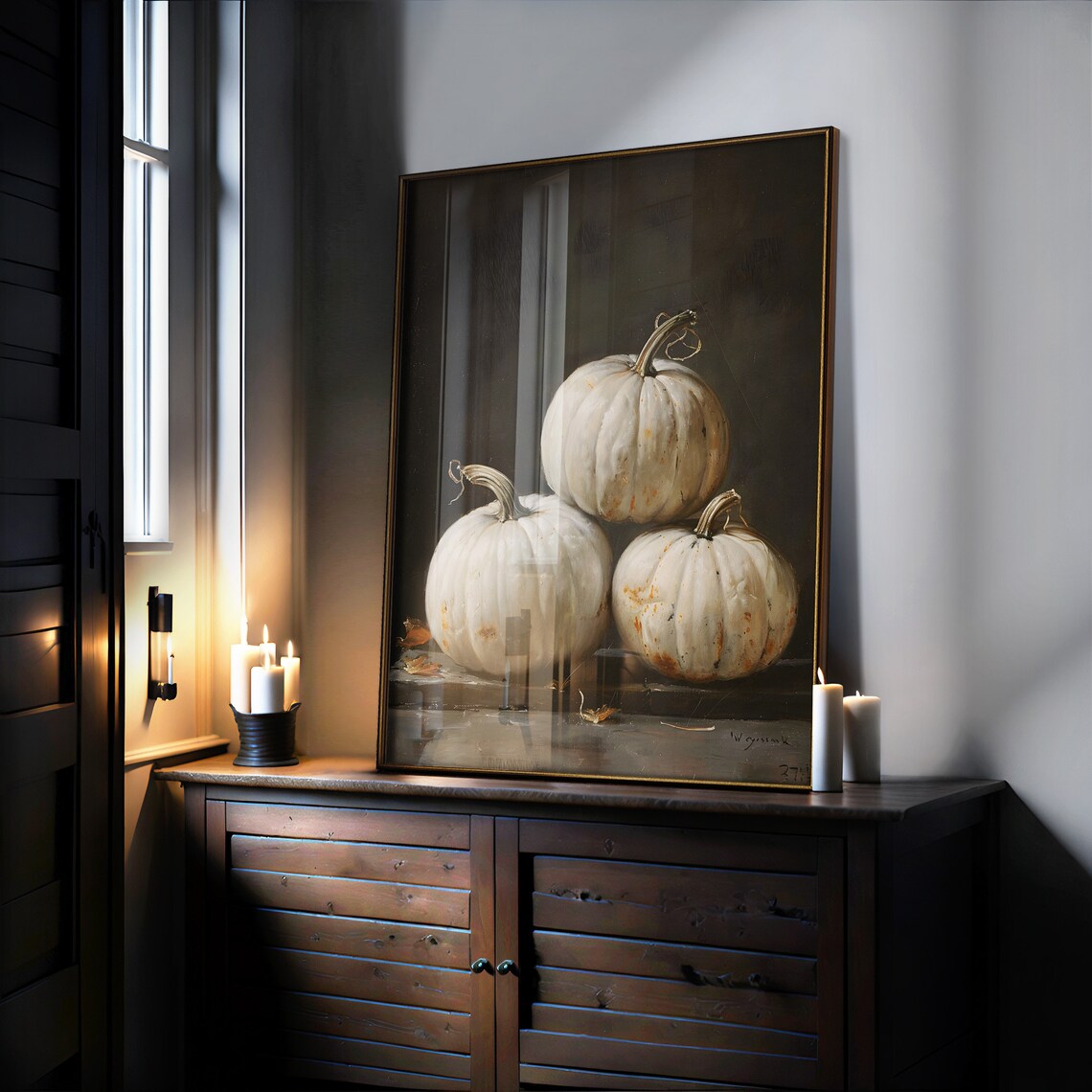 Pumpkin Wall Art, Neutral Autumn Oil Painting - Image 6