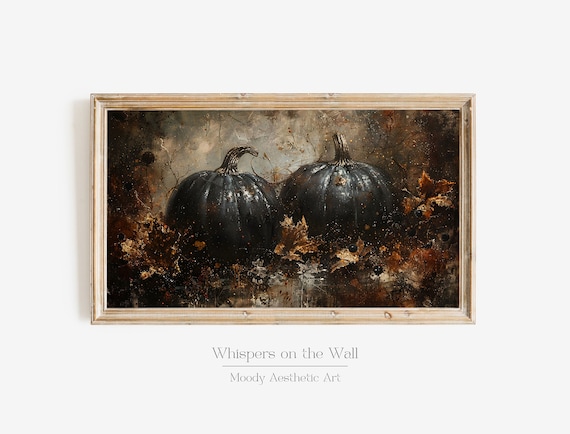 Fall Pumpkin Frame Tv Art Black Pumpkin Frame Tv Art Moody Autumn Art Rustic Decor Halloween Art Instant Home Decor