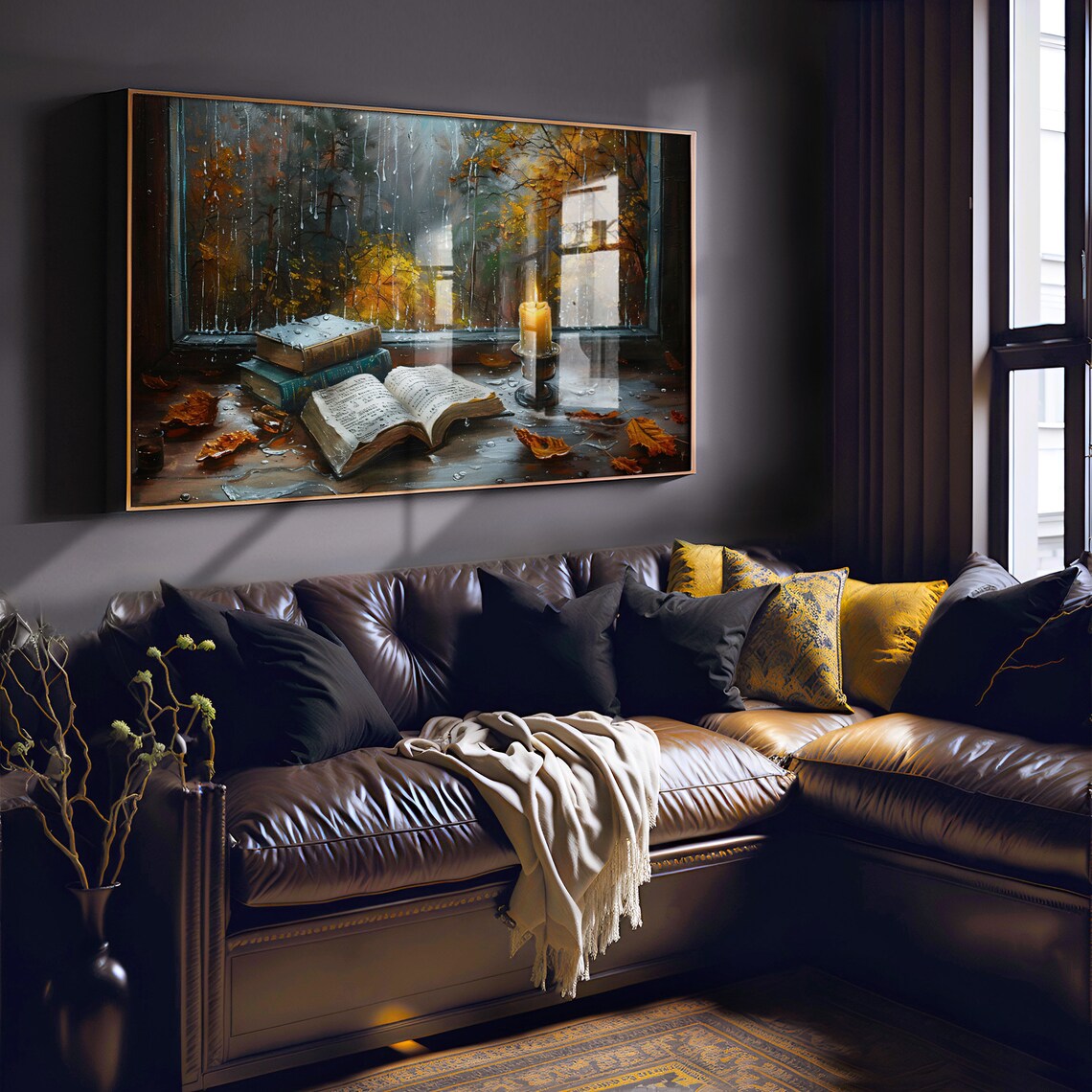Rainy Fall Dark Academia Autumn Forest Art Print - Image 2