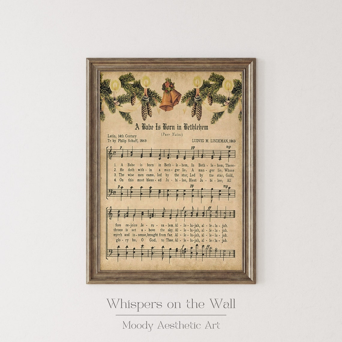Vintage Christmas Sheet Music Wall Art Print Winter Holiday Decor Moody Christmas Sheet Music Art Print Living Room Art - Image 2