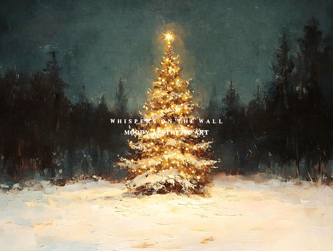 Vintage Christmas Tree Oil-Painting Style Art Print - Image 5