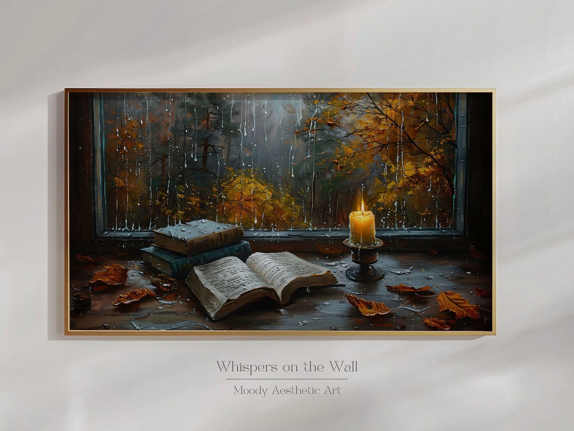 Rainy Fall Dark Academia Autumn Forest Art Print - Image 6