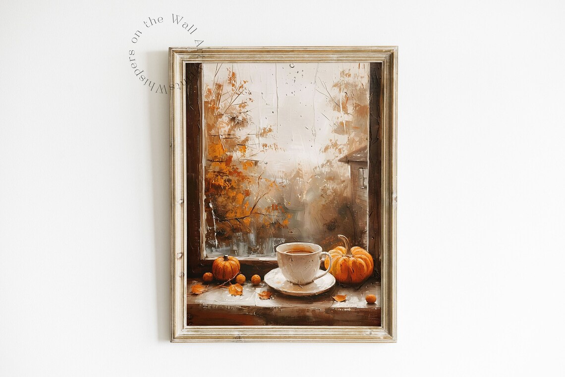 Fall Coffee Art Print, Cozy Neutral Autumn Decor - Image 3