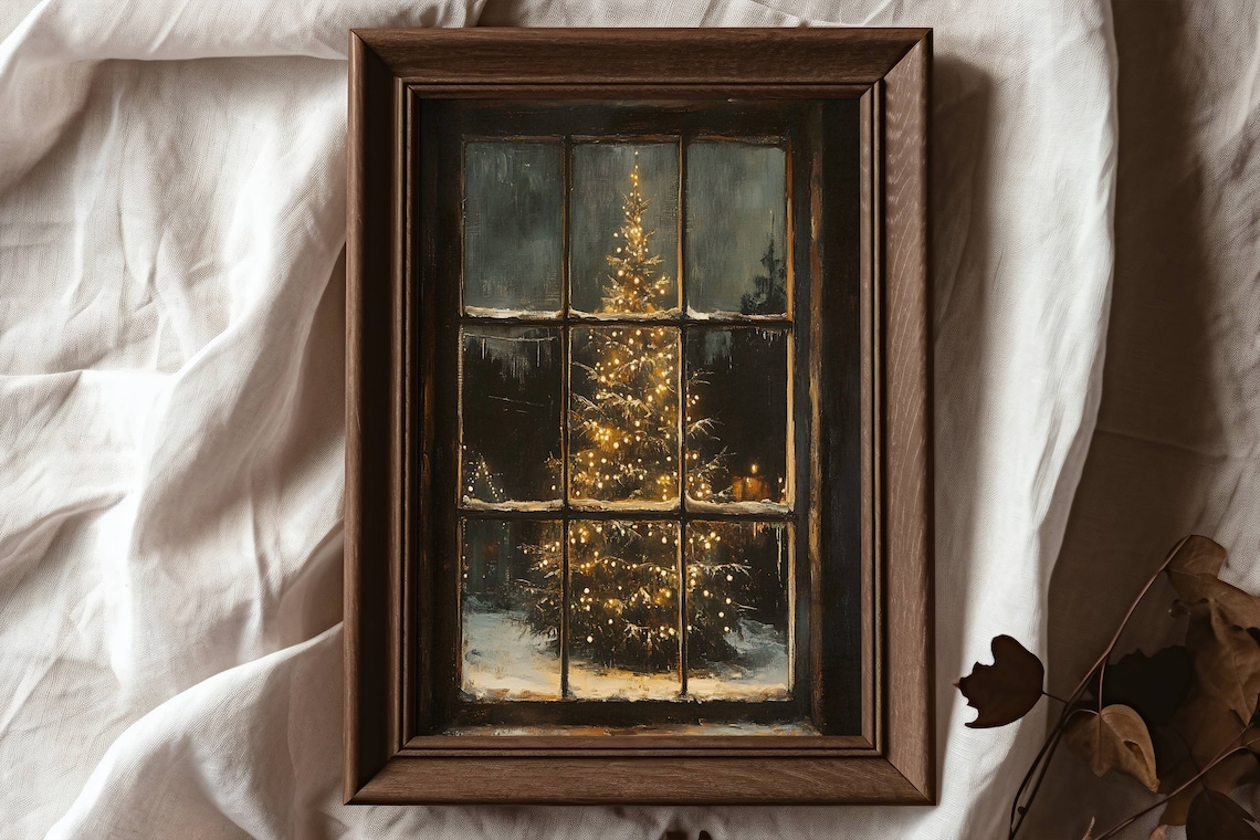 Nostalgic Christmas Tree Art Print, Rustic Holiday Decor - Image 2