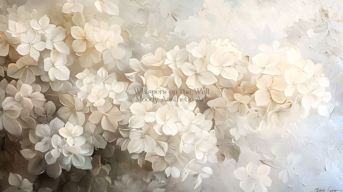 White Hydrangea Flower Art Print, Moody Farmhouse - Image 5