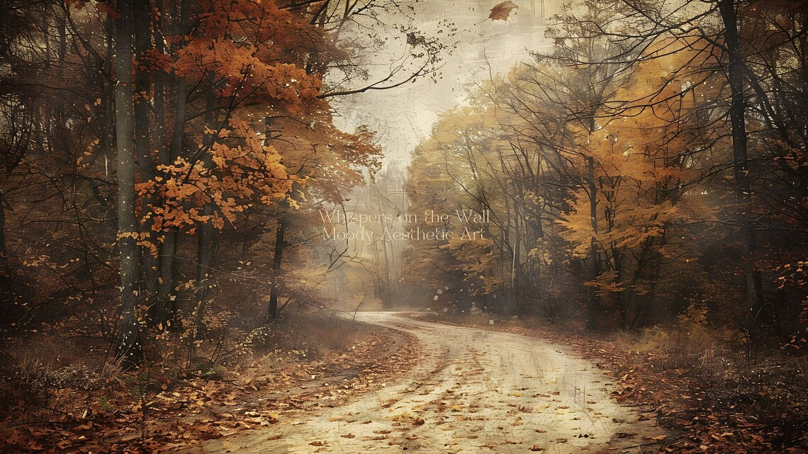 Vintage Fall Forest Landscape Art Print, Moody Autumn - Image 5