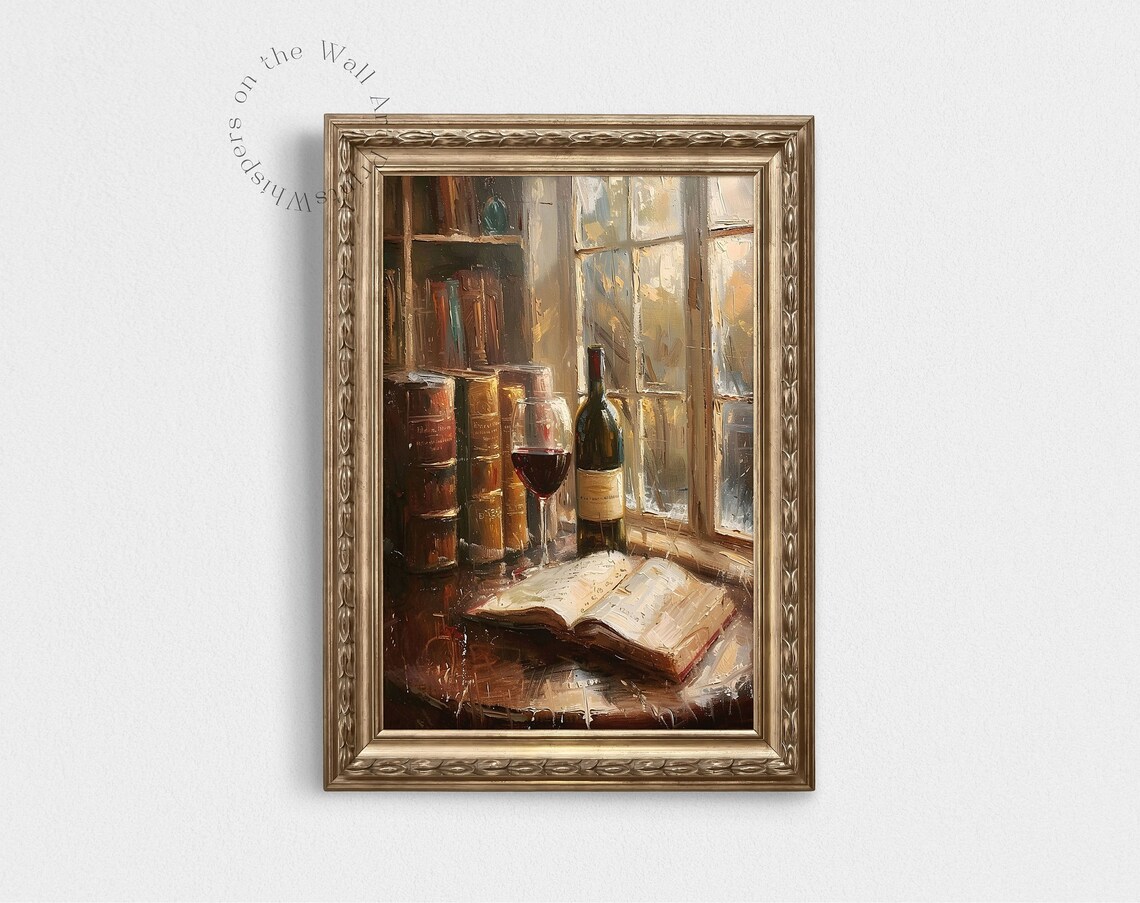 Books And Wine Vintage Kitchen Art Print - Image 2