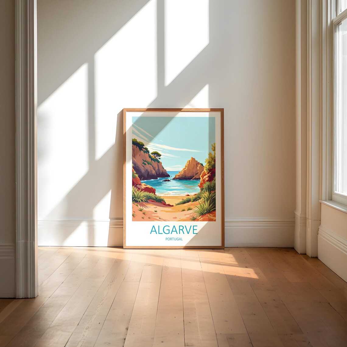 Algarve Portugal Golden Cliffs Secluded Cove Beach Travel Poster - Image 5