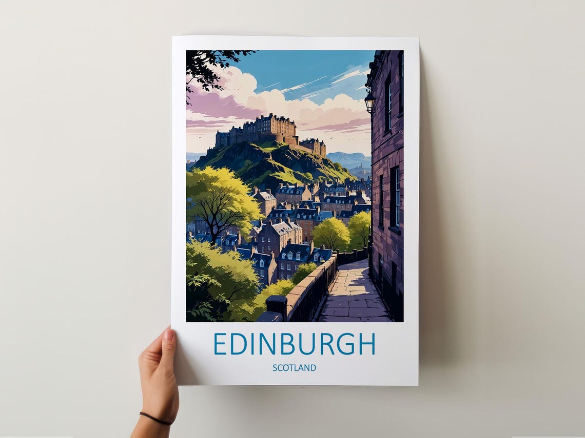 Edinburgh Scotland Castle Royal Mile Historic Street View Poster - Image 5