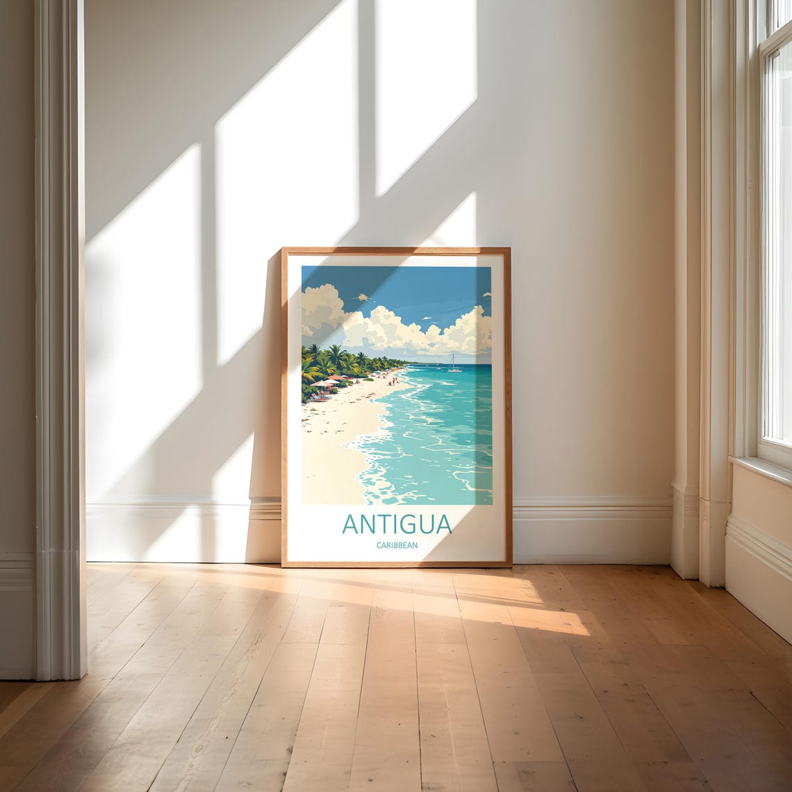 Antigua Caribbean White Sand Beach With Sailboats Offshore Poster - Image 6