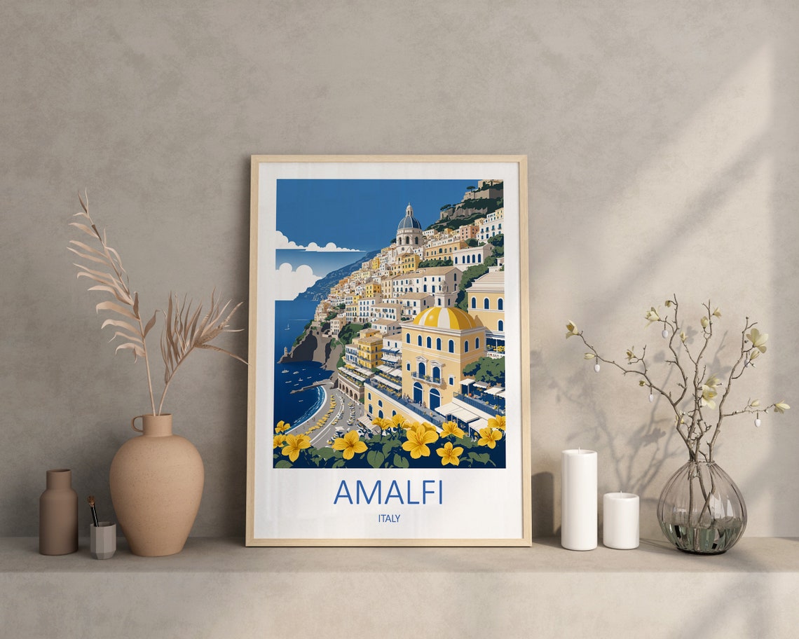 Amalfi Coast Travel Print Wall Art Amalfi Wedding Anniversary Honeymoon Gifts Italy Wall Hanging Amalfi Coast Poster Travel Memories - Image 4