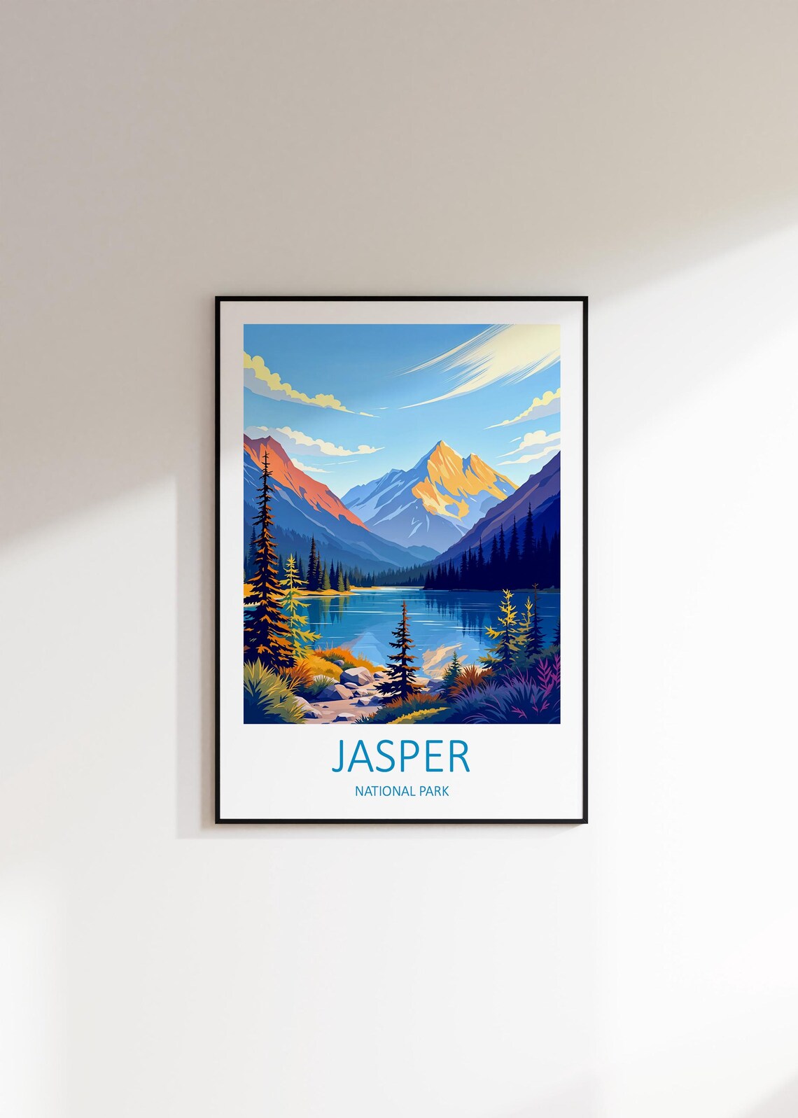 Jasper National Park Canada Alpine Lake Pines And Golden Peaks Poster - Image 2