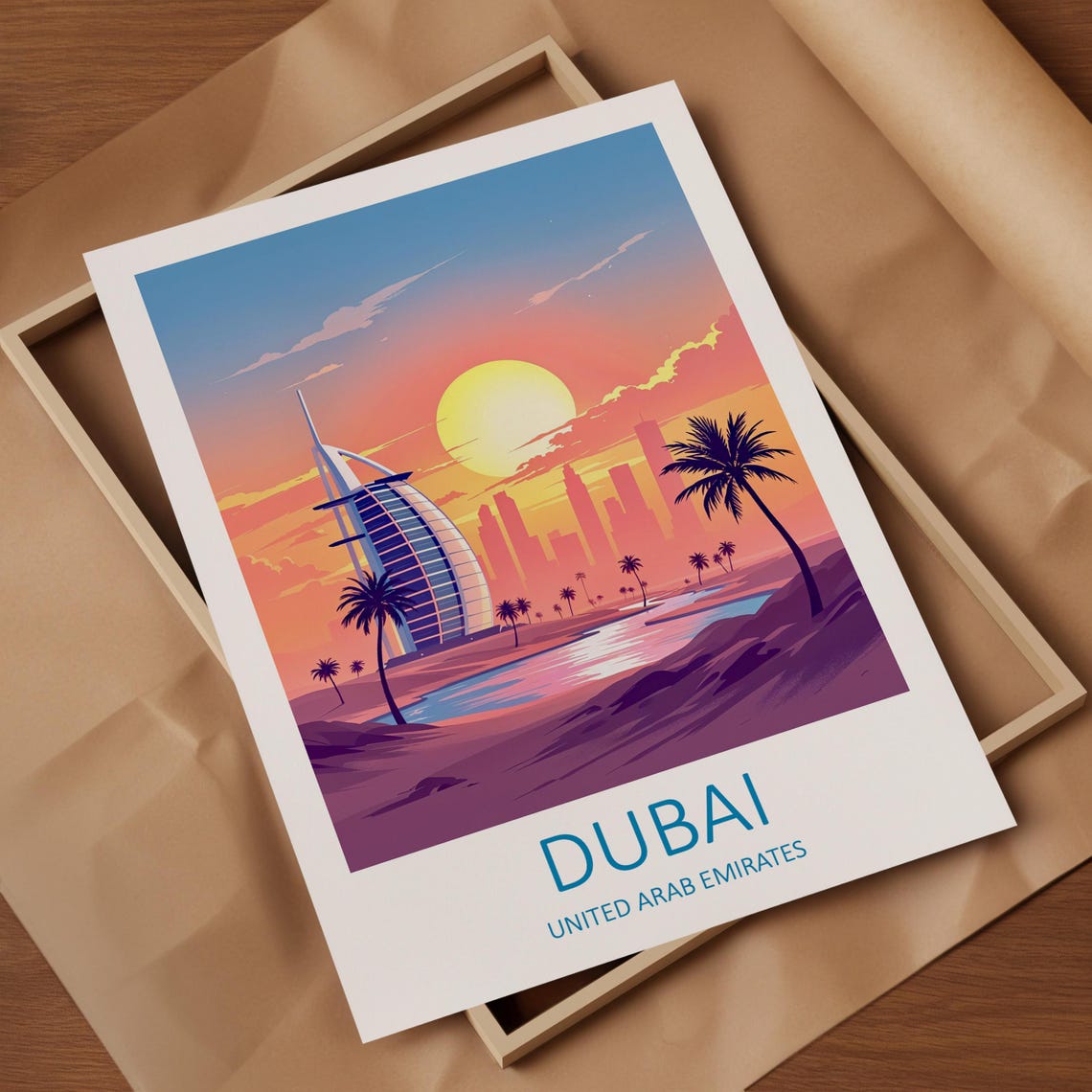 Dubai Burj Al Arab Sunset Skyline United Arab Emirates Poster - Image 4