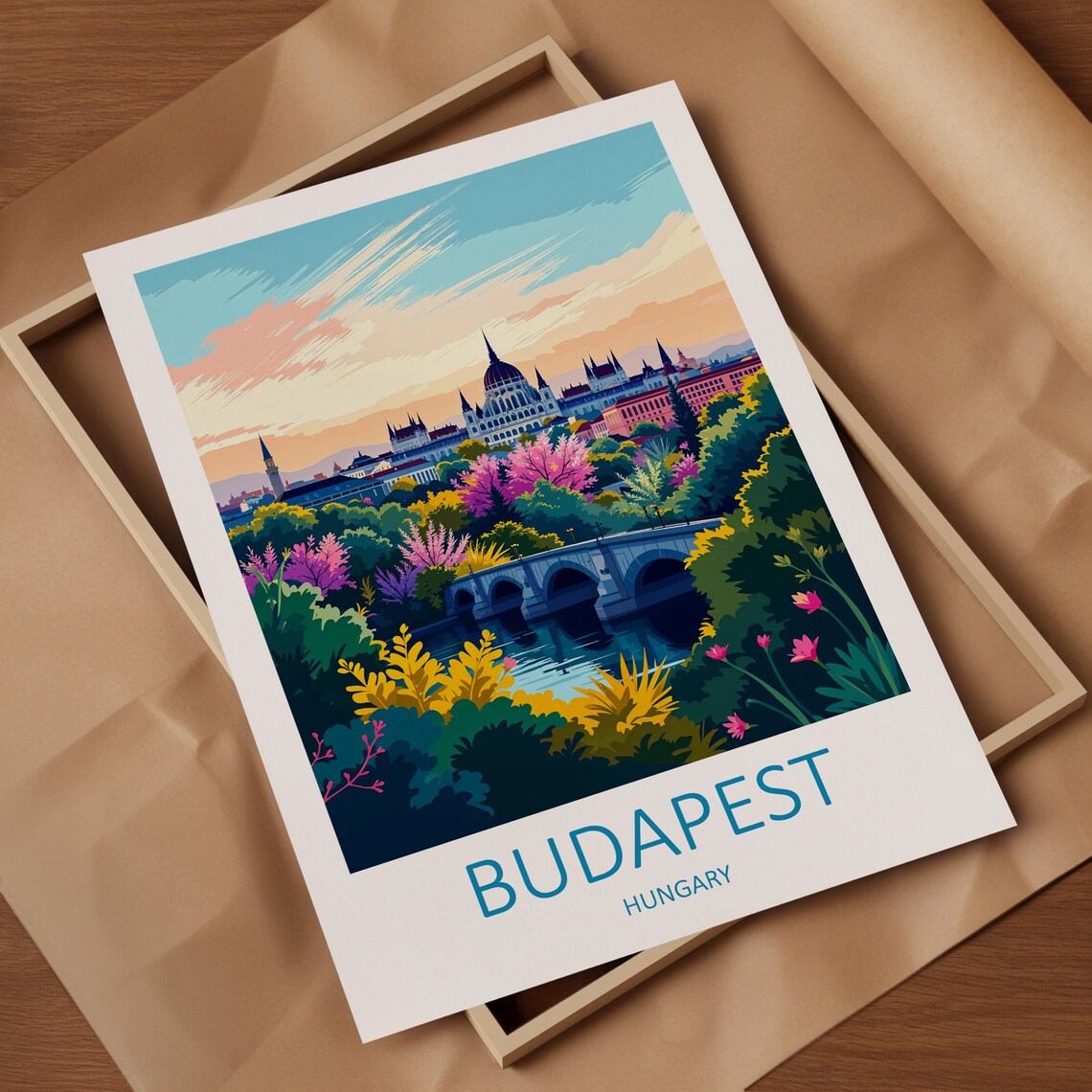 Budapest Hungary Parliament Bridge Blooming Garden Riverside Poster - Image 4