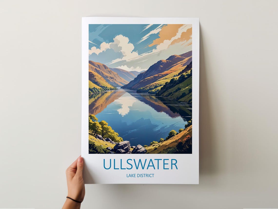 Ullswater Lake District Serene Lake Mountain Reflection Travel Poster - Image 5
