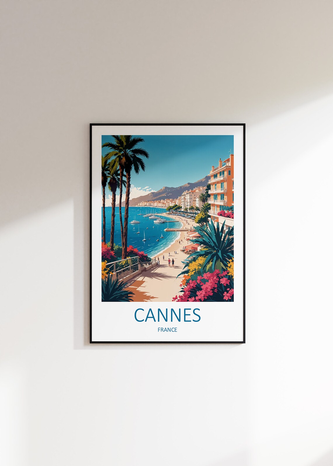 Cannes France Riviera Beach Promenade Palms Yachts Travel Poster - Image 3