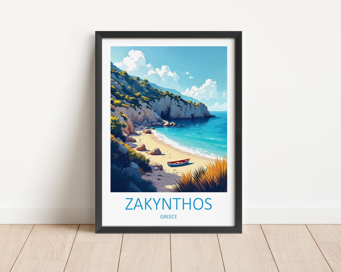 Zakynthos Print Zakynthos Wall Art Zante Print Holiday Wall Art Gift Travel Wall Art Greece Poster Greece Travel Print Greek Wall Art