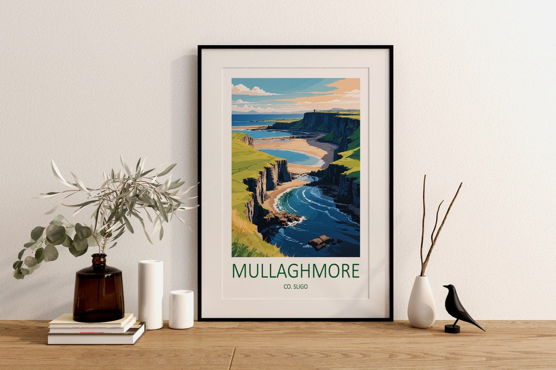 Mullaghmore Sea Cliffs and Curved Beach Sligo Ireland Poster - Image 2