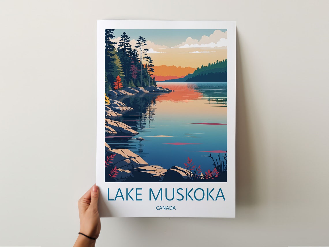 Lake Muskoka Print Muskoka Canada Canada Travel Print Muskoka Poster Travel Gift Ontario Canada Print Lakes Poster North America - Image 5