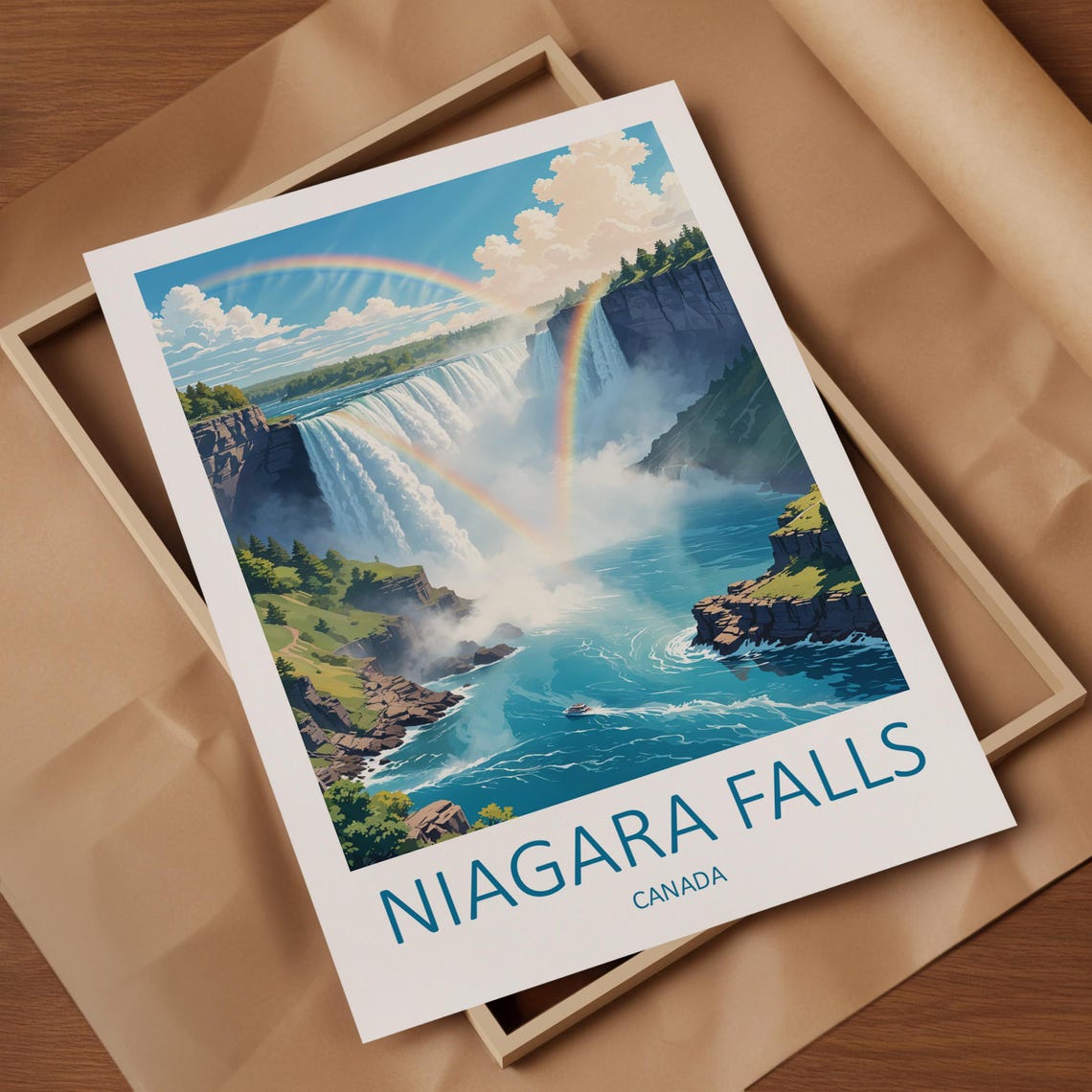 Niagara Falls Canada Rainbow Mist Waterfall Gorge View Poster - Image 4